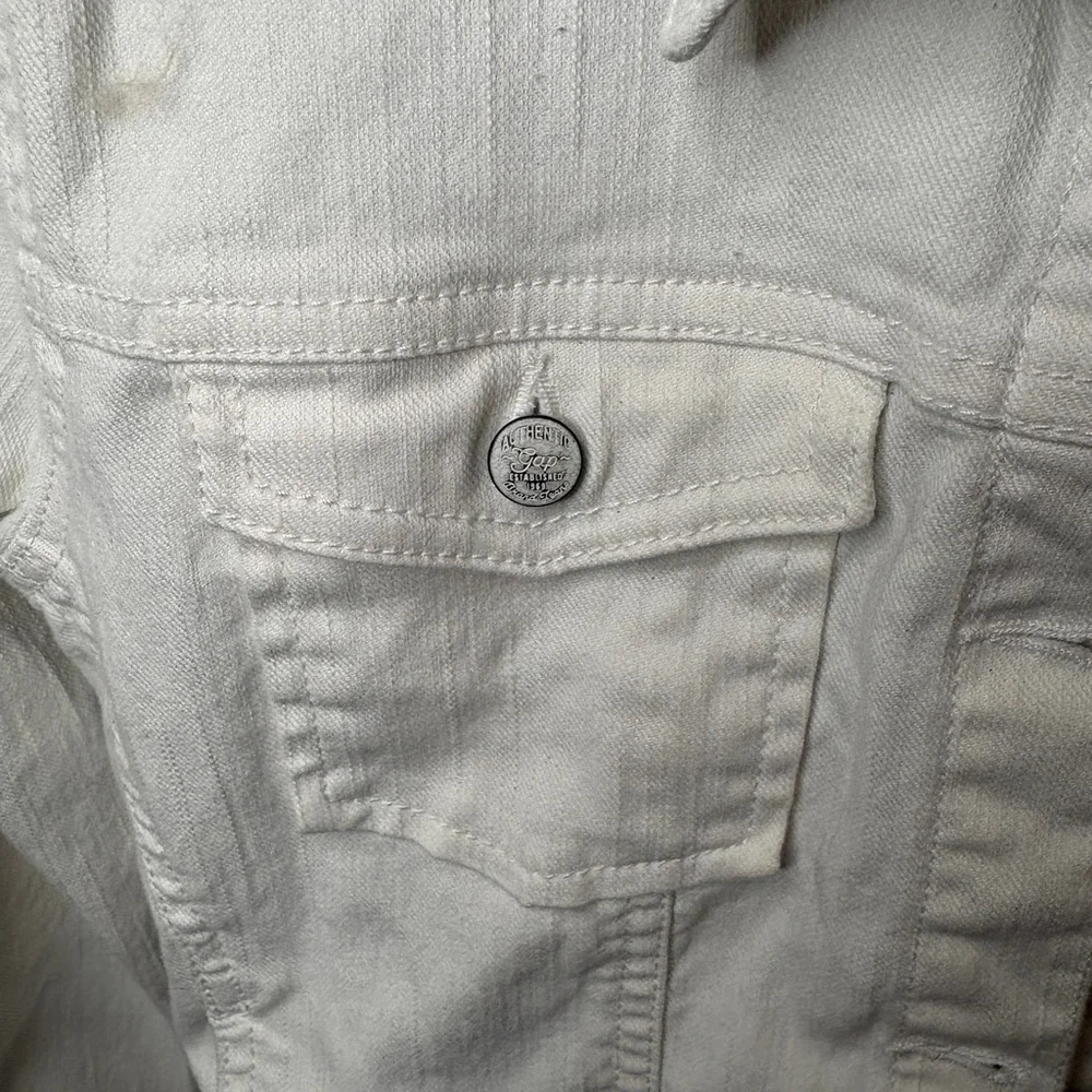 Gap‎ Kids Girl's White Denim Jacket Cropped Front Classic Trucker Size XXL